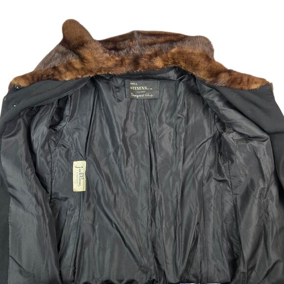 Vintage Womens Chas A Stevens Pea Coat Overcoat Size Medium Mink 3/4 Sleeve - Picture 7 of 12